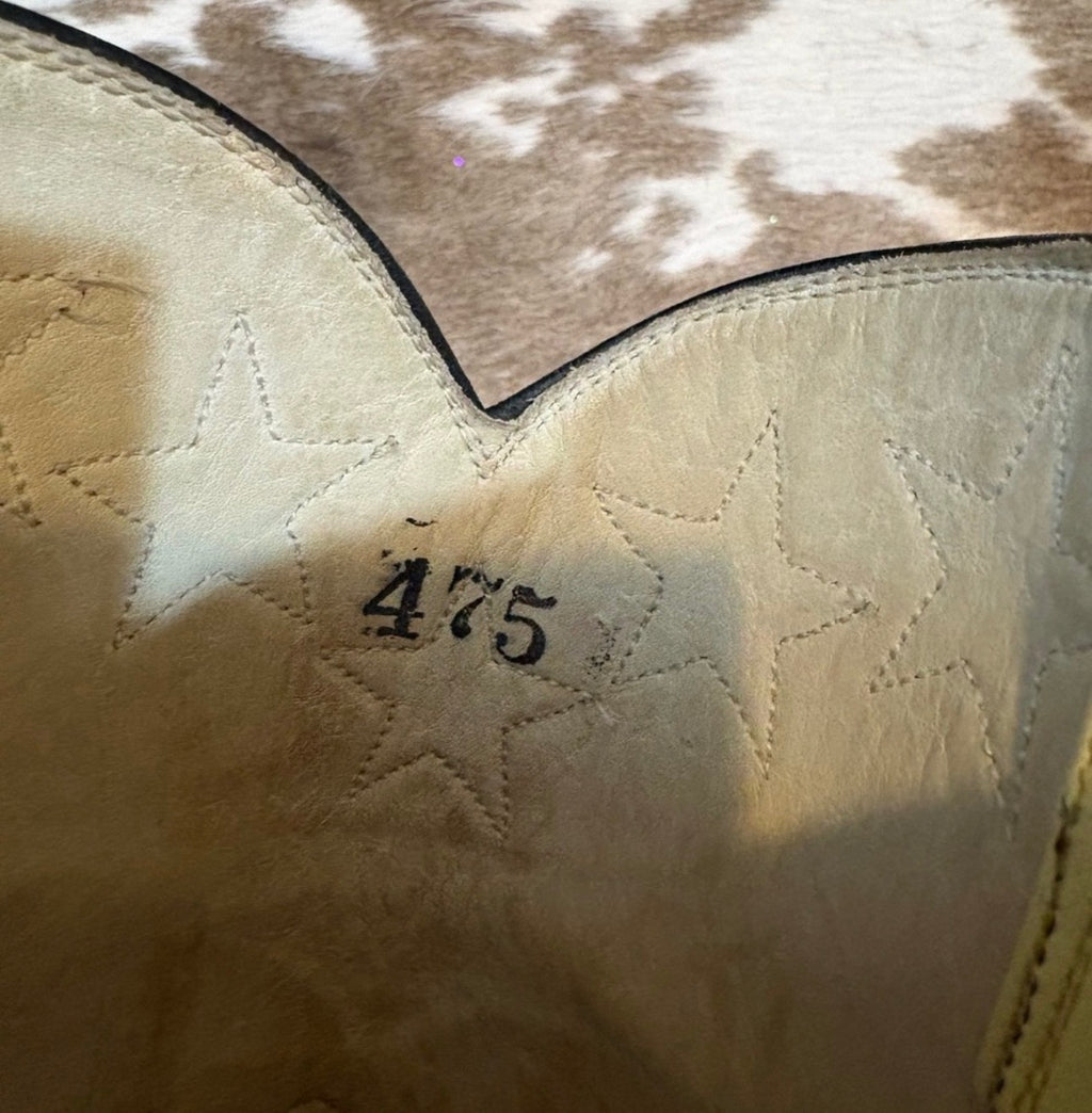 Handcrafted RJ of El Paso Western Heeled Boots in Yellow and Brown suede size 9