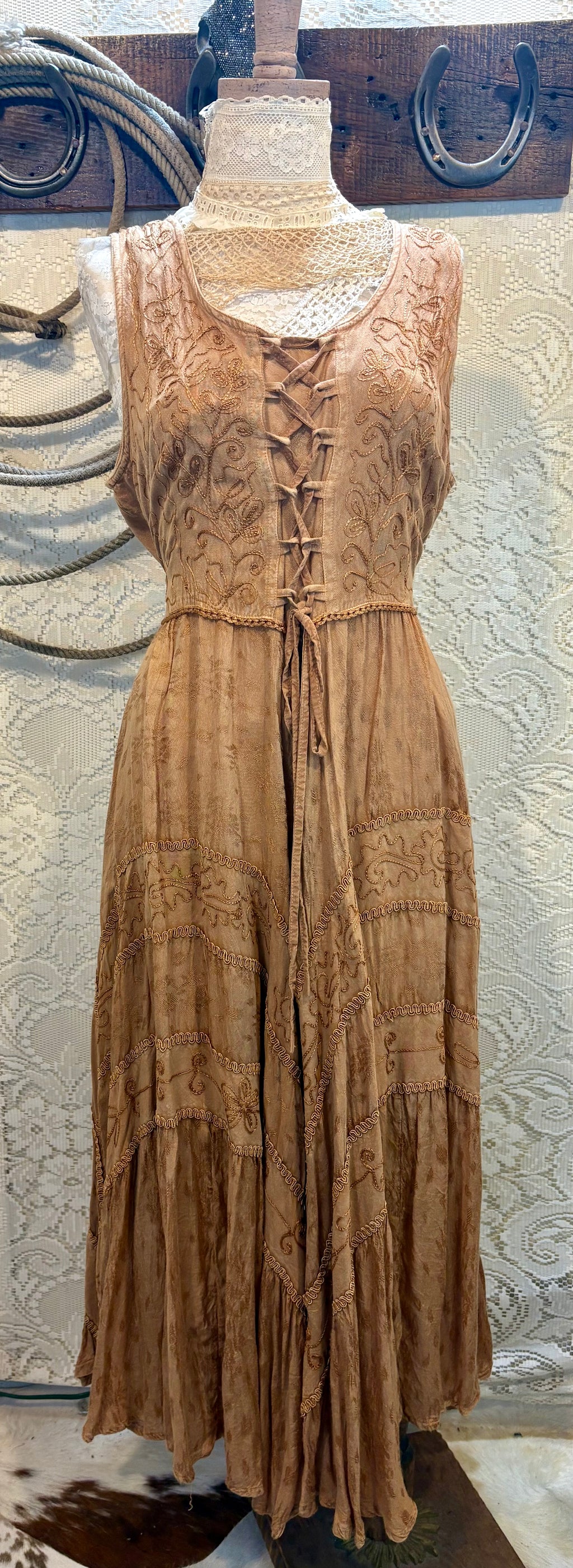 Scully Bohemian Lace Up Dress size Large