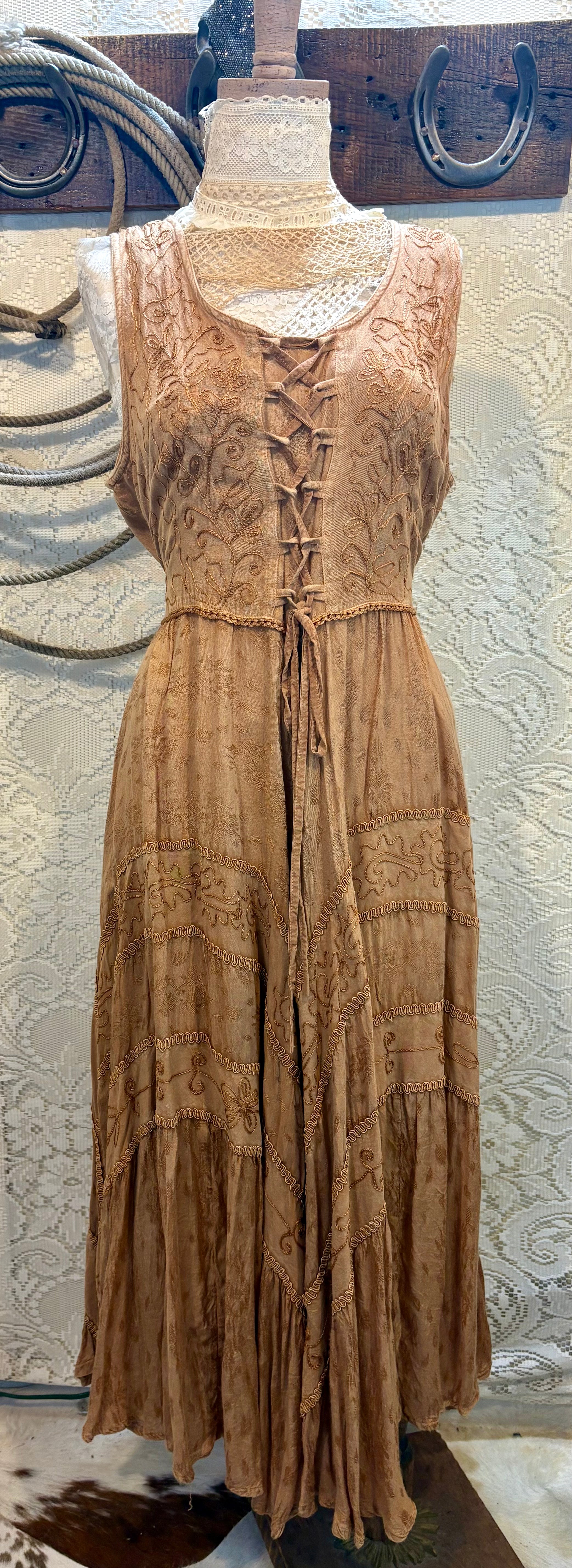 Scully Bohemian Lace Up Dress size Large