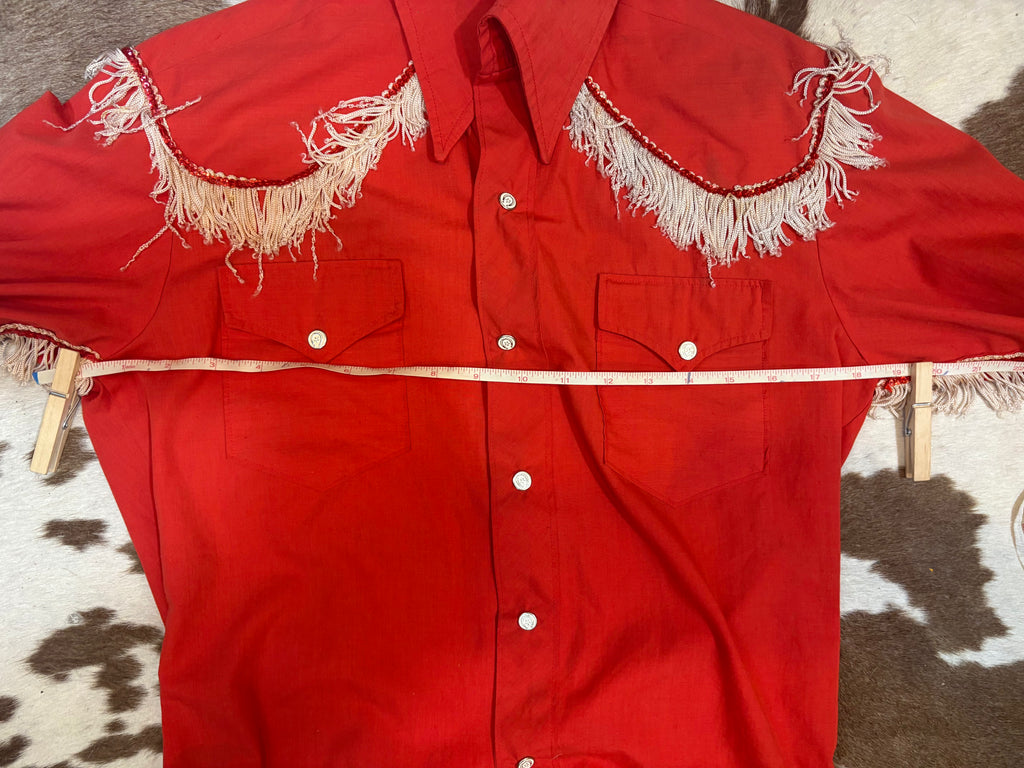 Vintage 1960s Red Button Snap Women’s Western Shirt size S