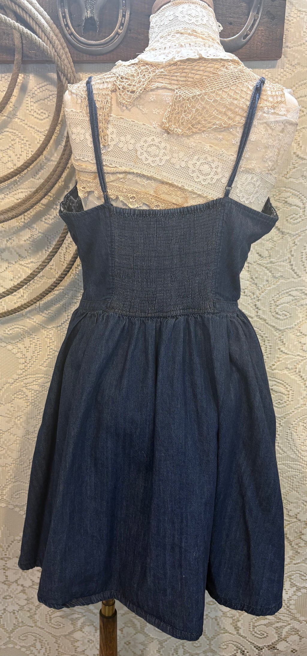 Free People Retro Denim Fit and Flare Dress size Large