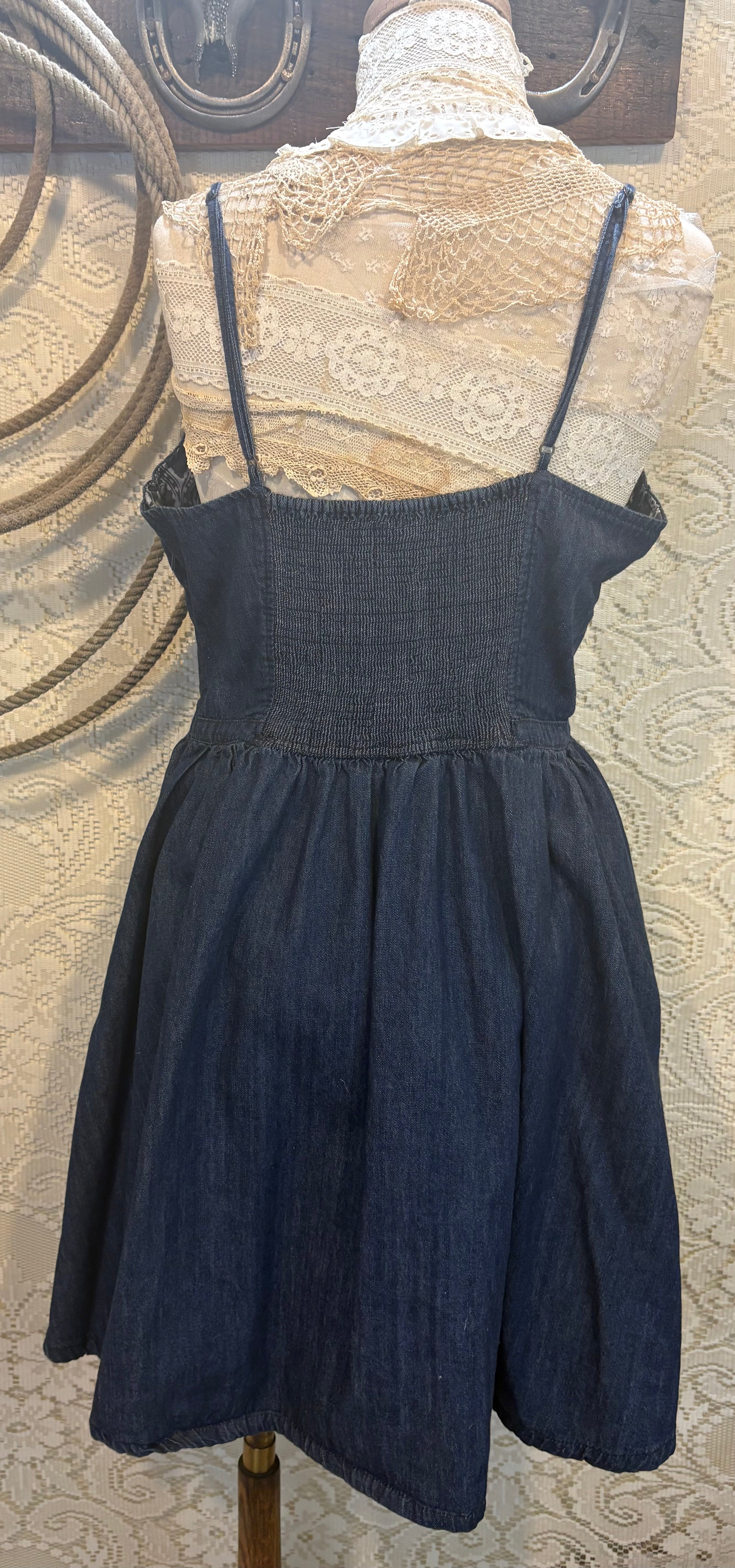 Free People Retro Denim Fit and Flare Dress size Large