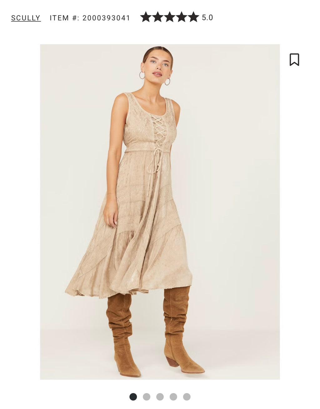 Scully Bohemian Lace Up Dress size Large