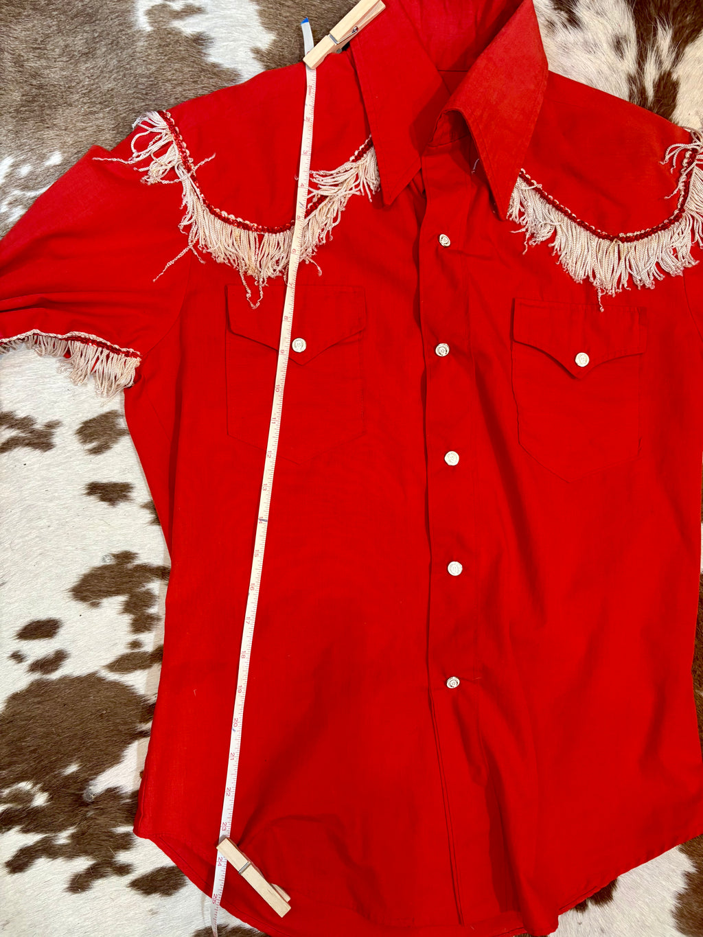 Vintage 1960s Red Button Snap Women’s Western Shirt size S