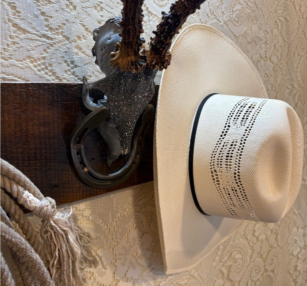 Lone Star Classic Cream Straw Men's Cowboy Western Hat with Black Band size 50