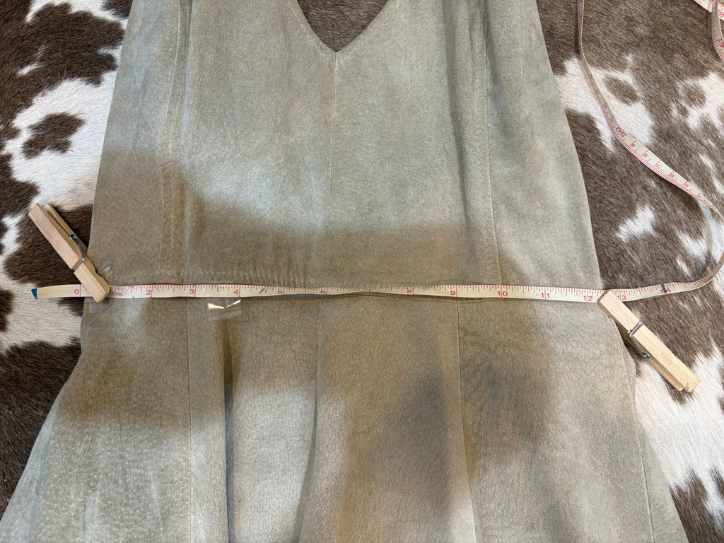 Handcrafted Vintage Suede Halter Skater Dress Size Small