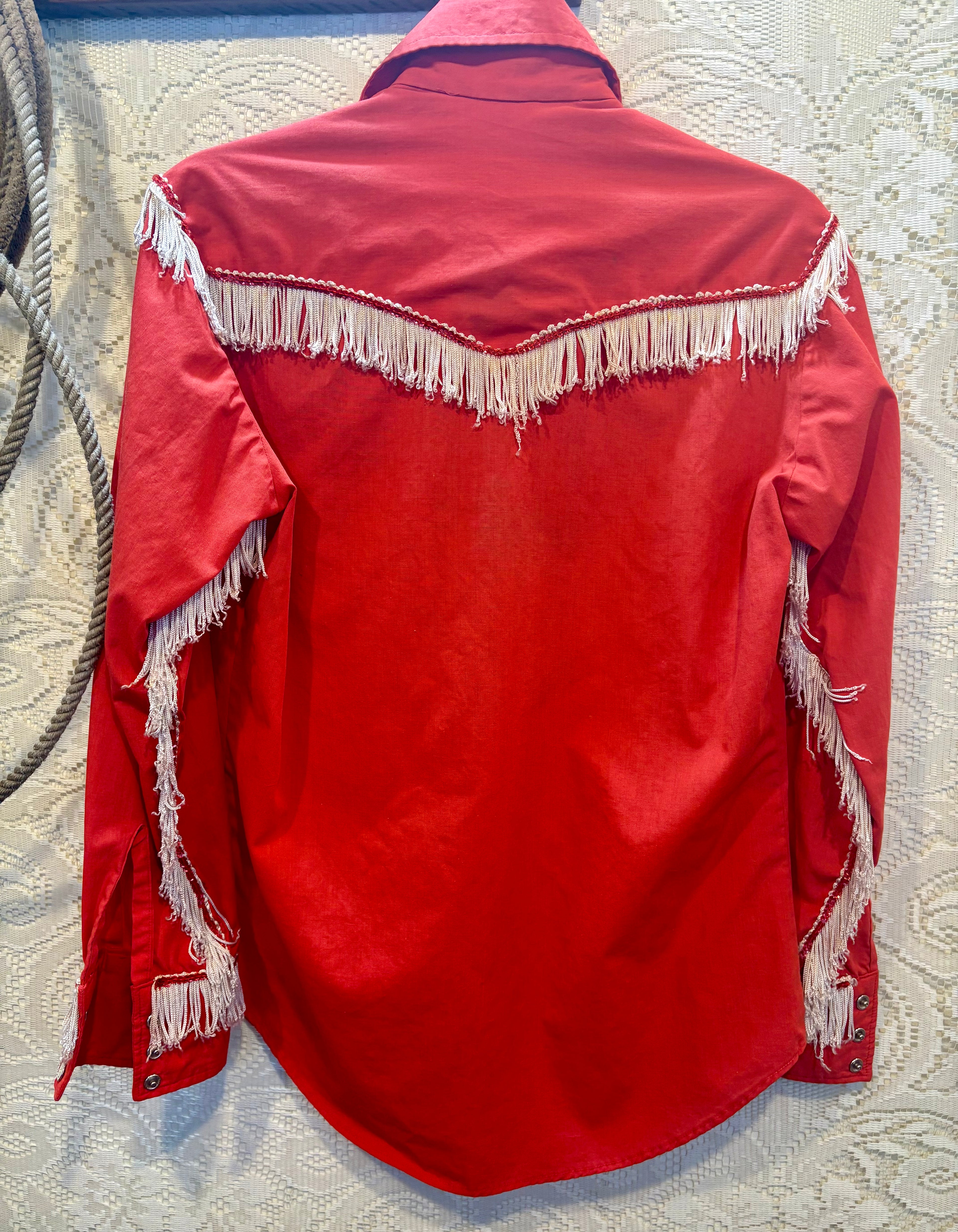 Vintage 1960s Red Button Snap Women’s Western Shirt size S