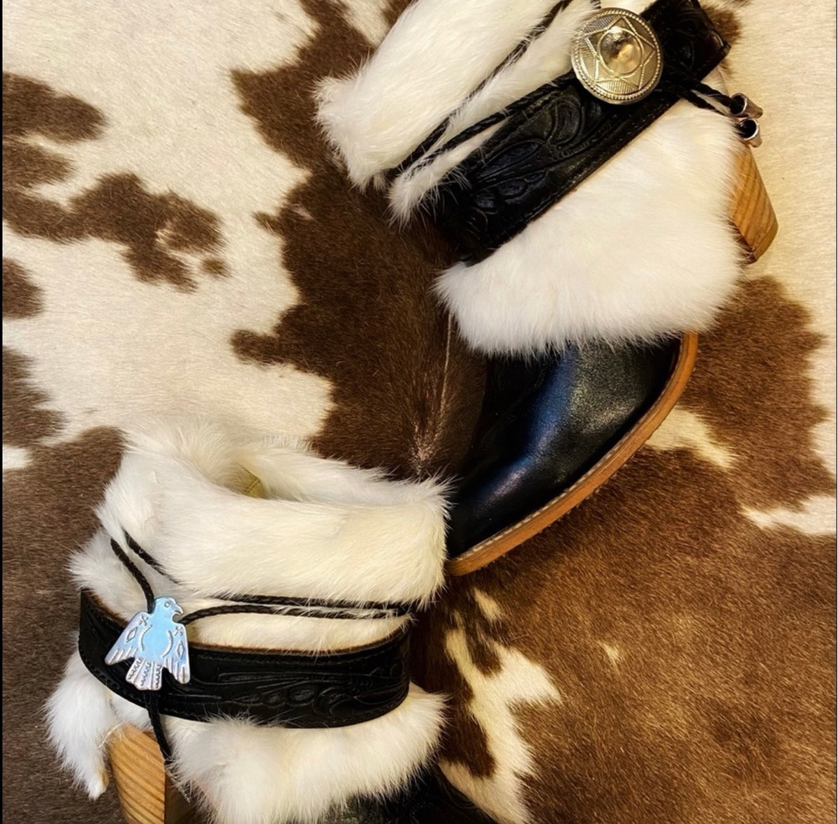 Handcrafted Leather and Fur Vintage Ankle Booties