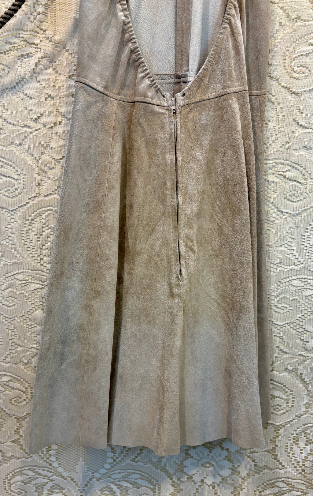 Handcrafted Vintage Suede Halter Skater Dress Size Small