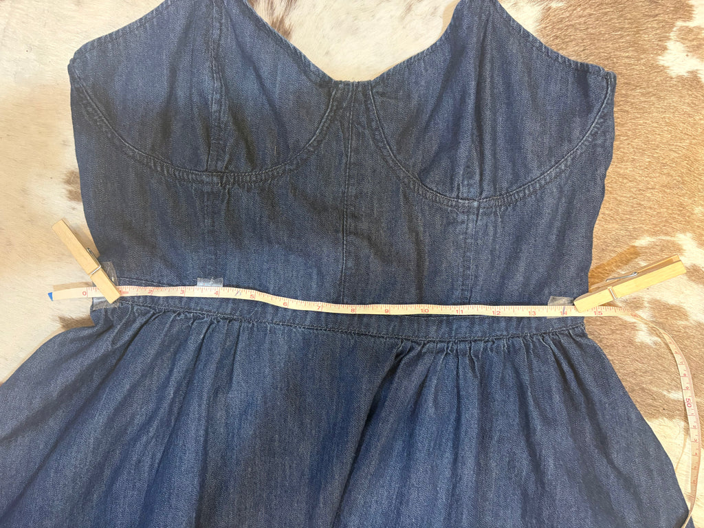 Free People Retro Denim Fit and Flare Dress size Large