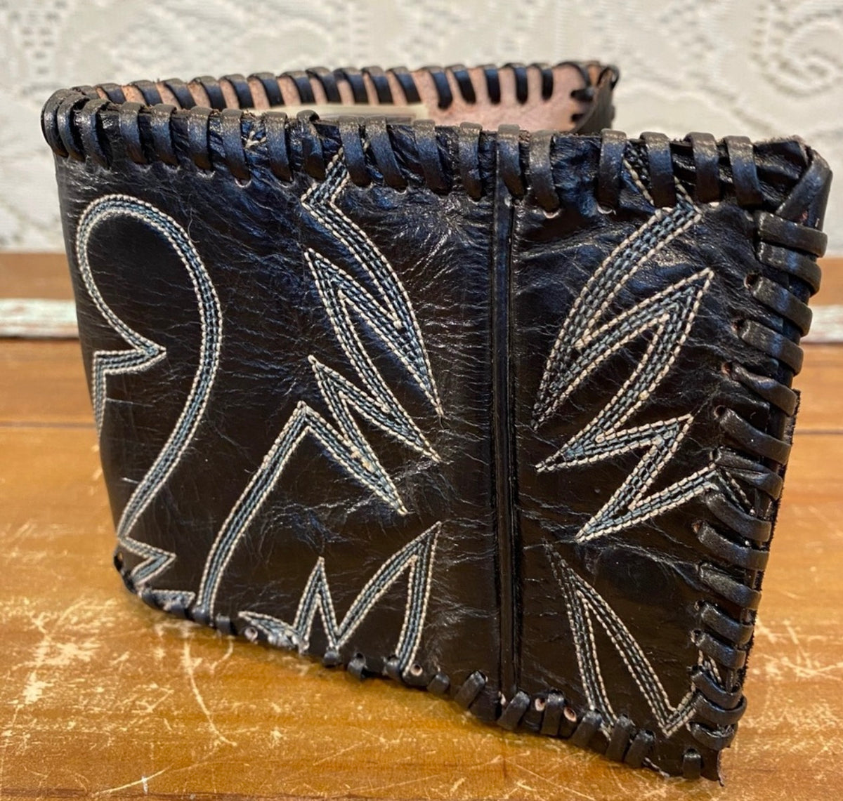 Handcrafted Black Leather Cowboy Boot Wallet