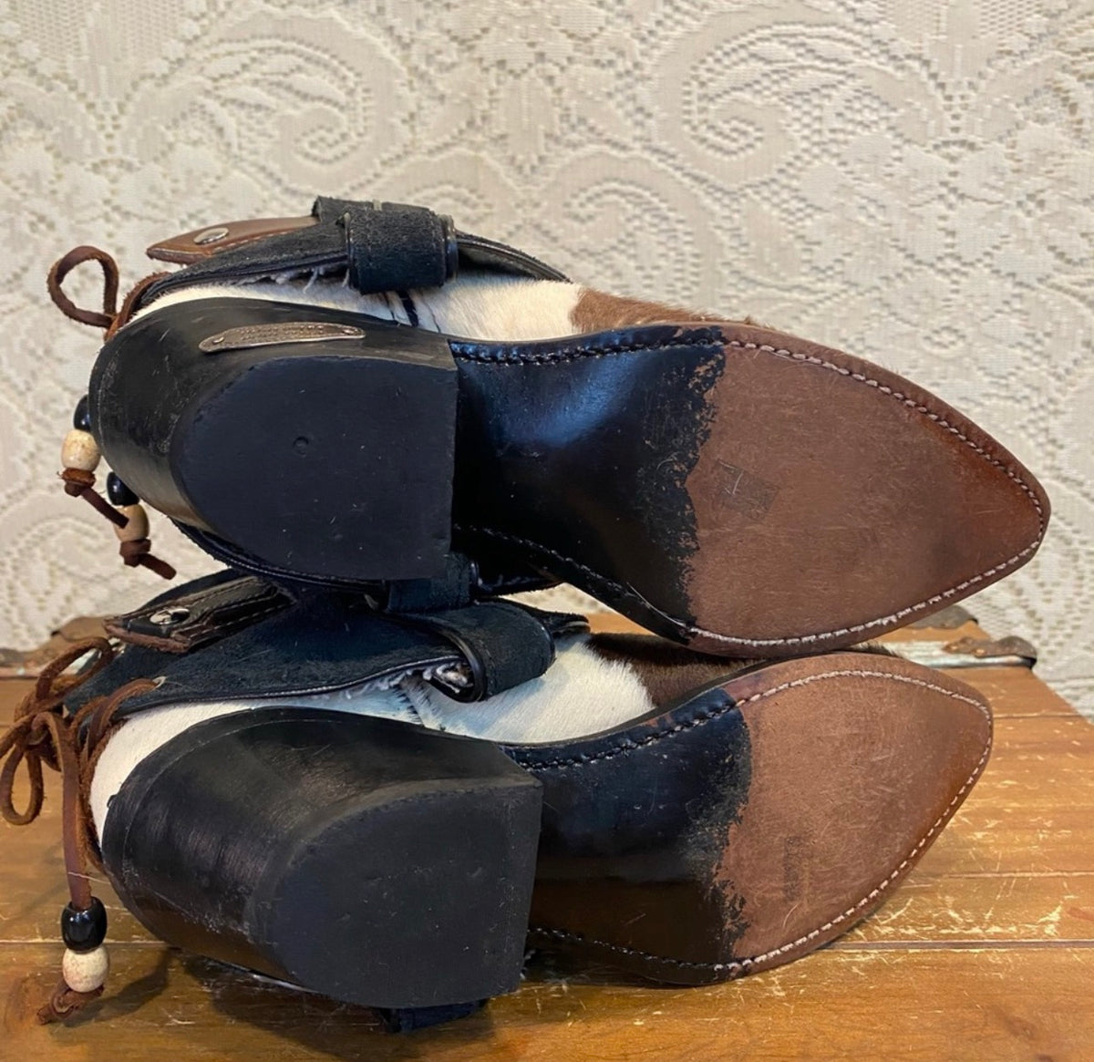 Handcrafted Calf Hair Western Cowgirl Ankle Boots size 6