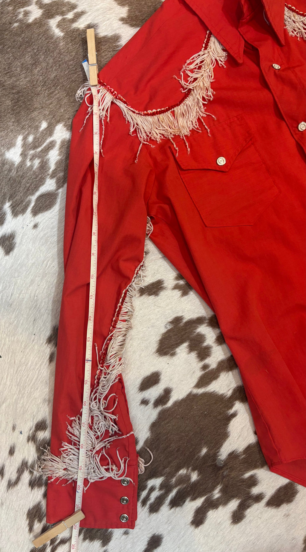 Vintage 1960s Red Button Snap Women’s Western Shirt size S