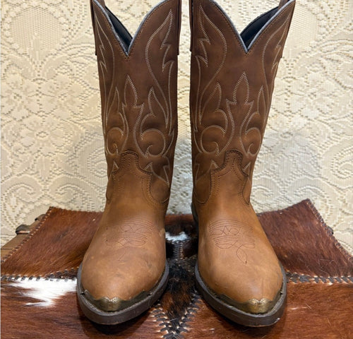 Brown Leather Western Cowboy Boots men’s size 8 D women’s size 9 1/2