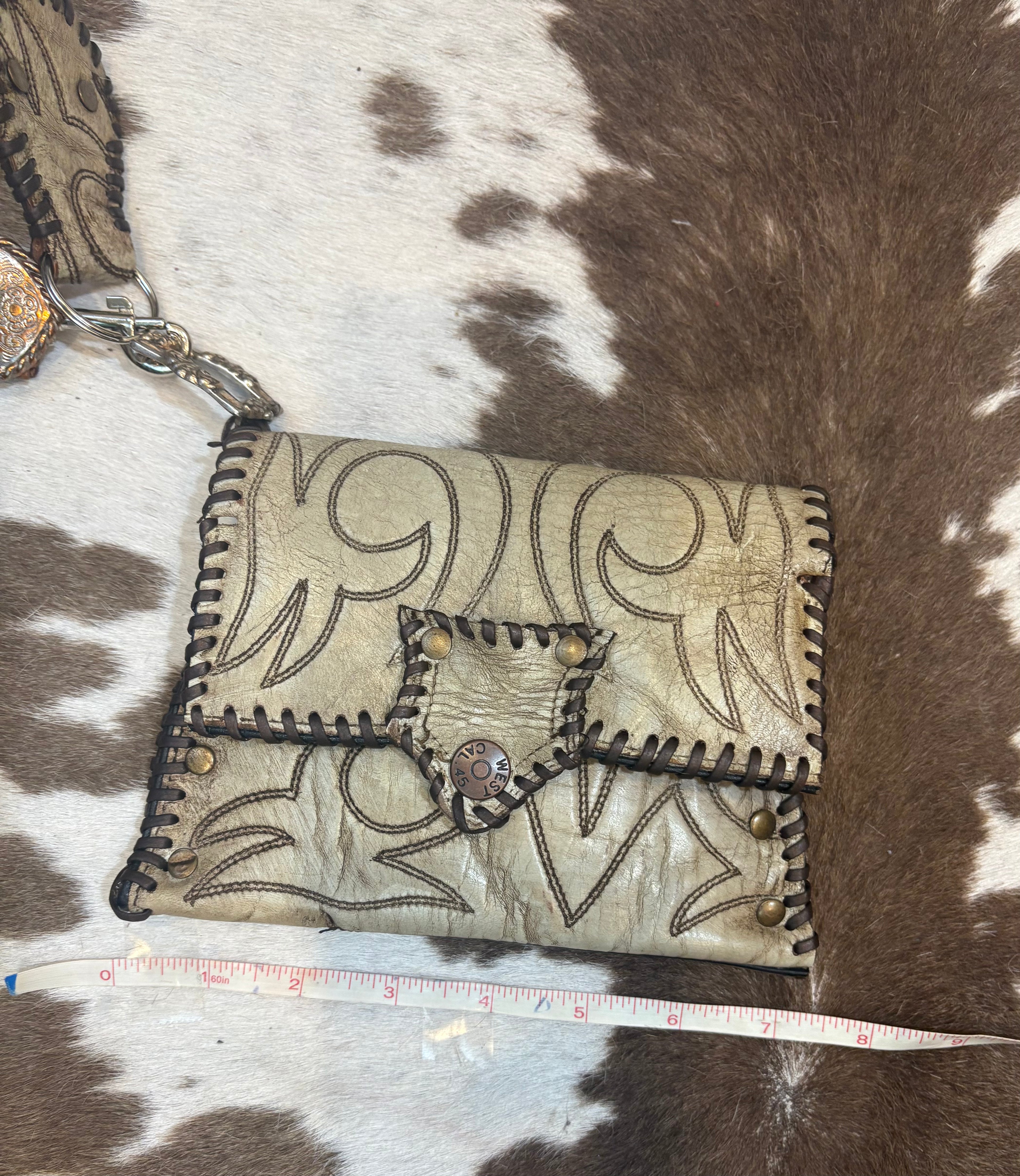 Handcrafted vintage Leather Wristlet Clutch made from Cowboy Boots
