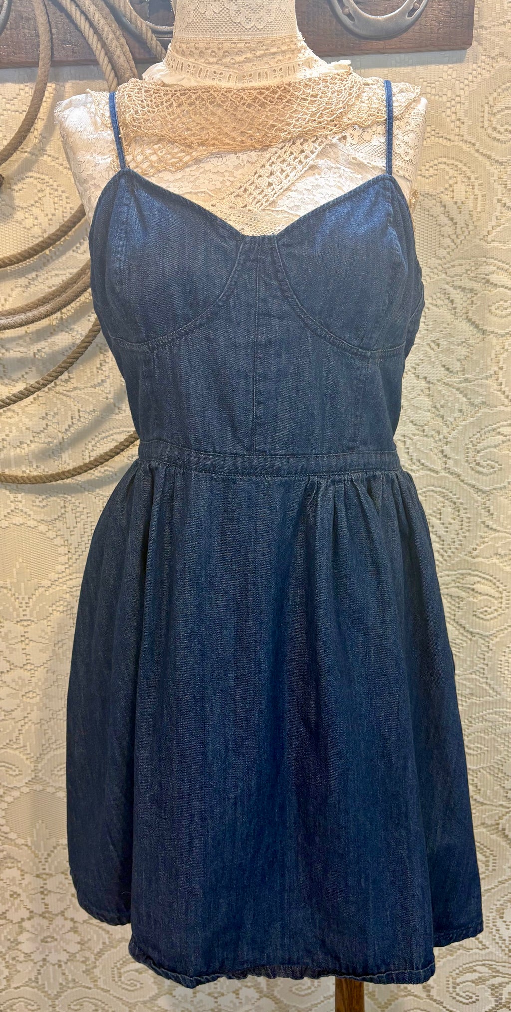 Free People Retro Denim Fit and Flare Dress size Large