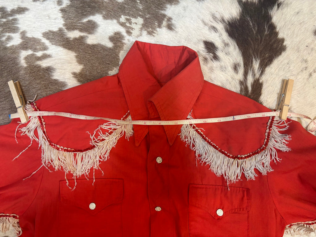 Vintage 1960s Red Button Snap Women’s Western Shirt size S