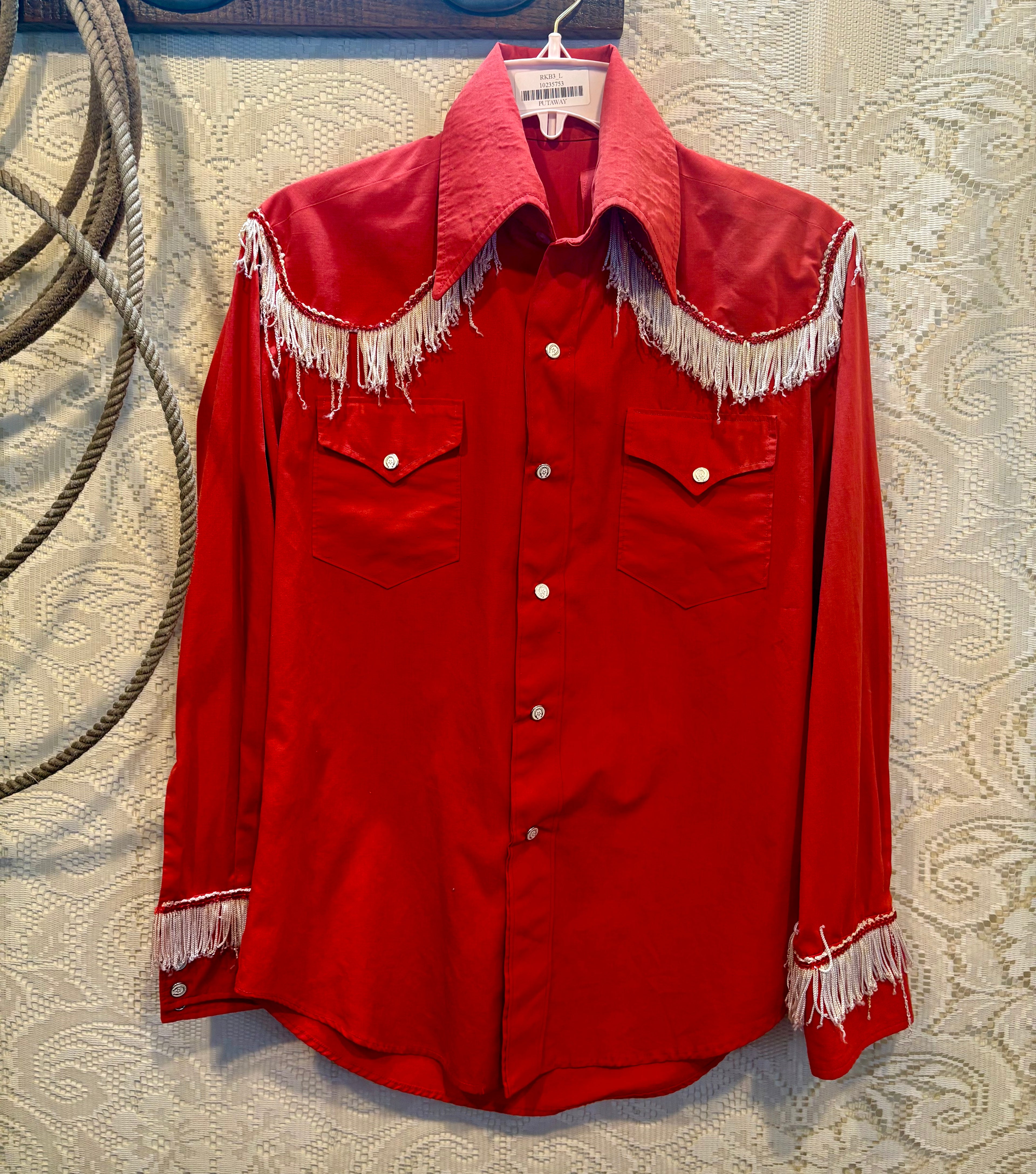 Vintage 1960s Red Button Snap Women’s Western Shirt size S