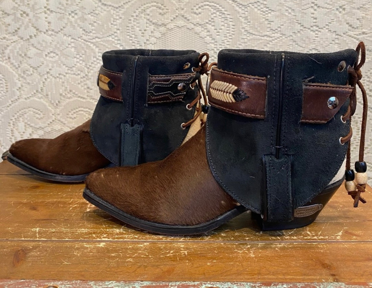 Handcrafted Calf Hair Western Cowgirl Ankle Boots size 6