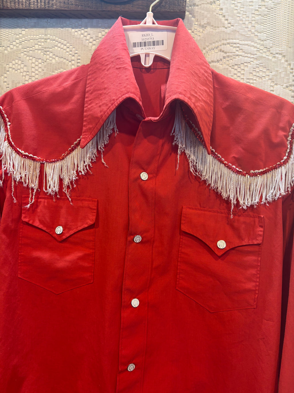 Vintage 1960s Red Button Snap Women’s Western Shirt size S