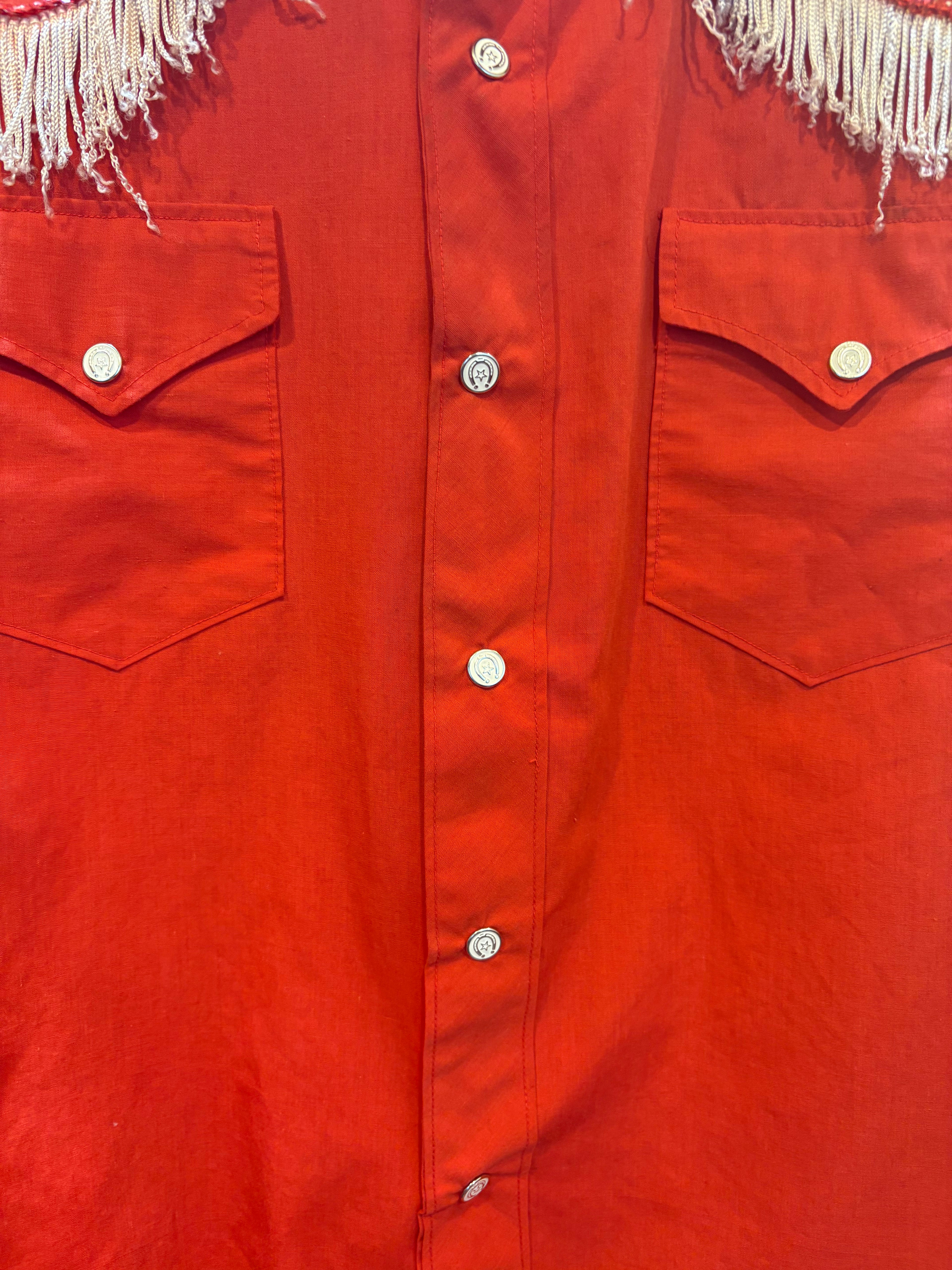 Vintage 1960s Red Button Snap Women’s Western Shirt size S
