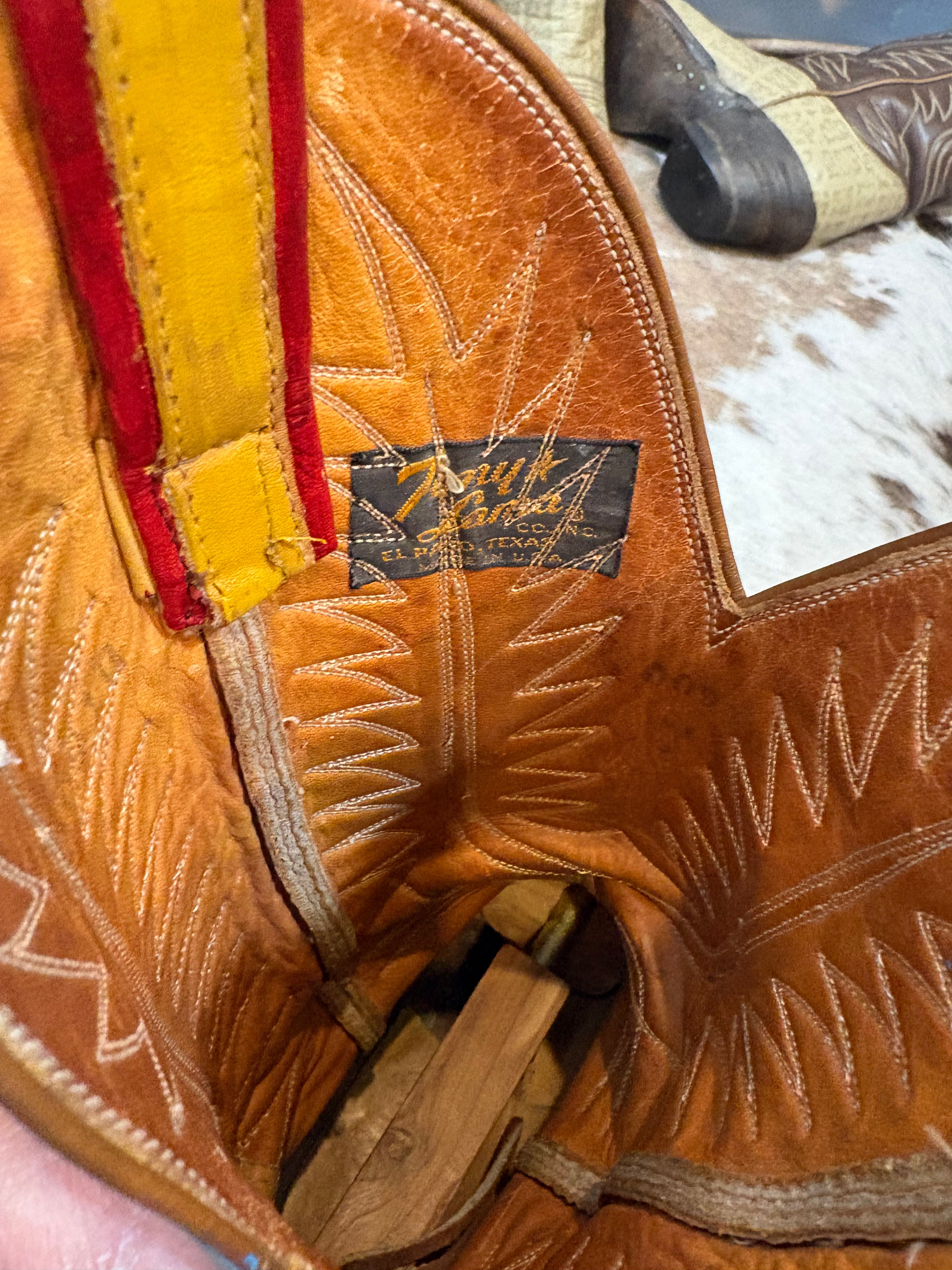 Hand Painted Vintage Black Label Tony Lama Western Cowgirl Boots size 8 M