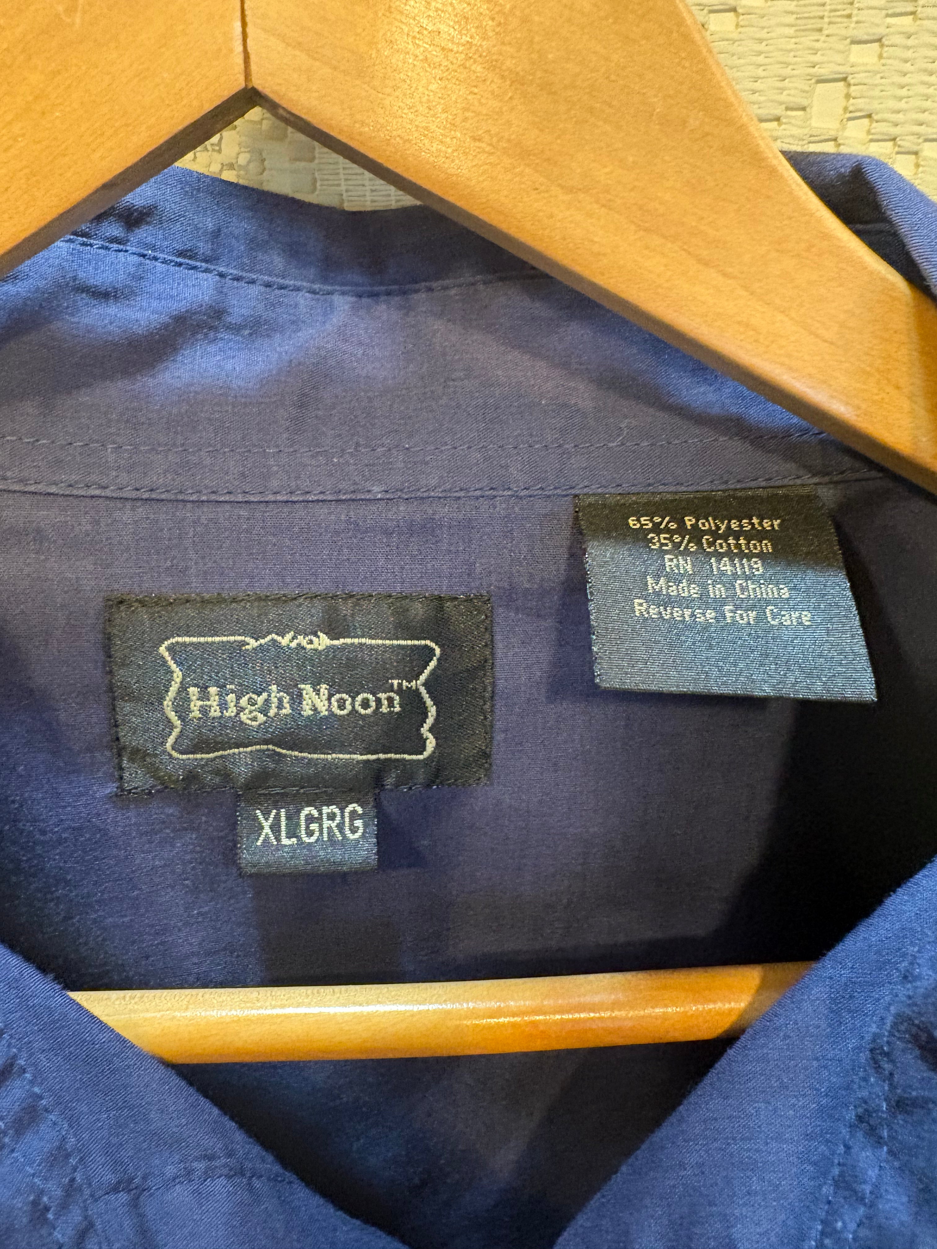Vintage Men’s Navy Snap Shirt with Embroidered Eagles size XL