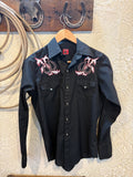 Vintage Black Western Snap Shirt size Small