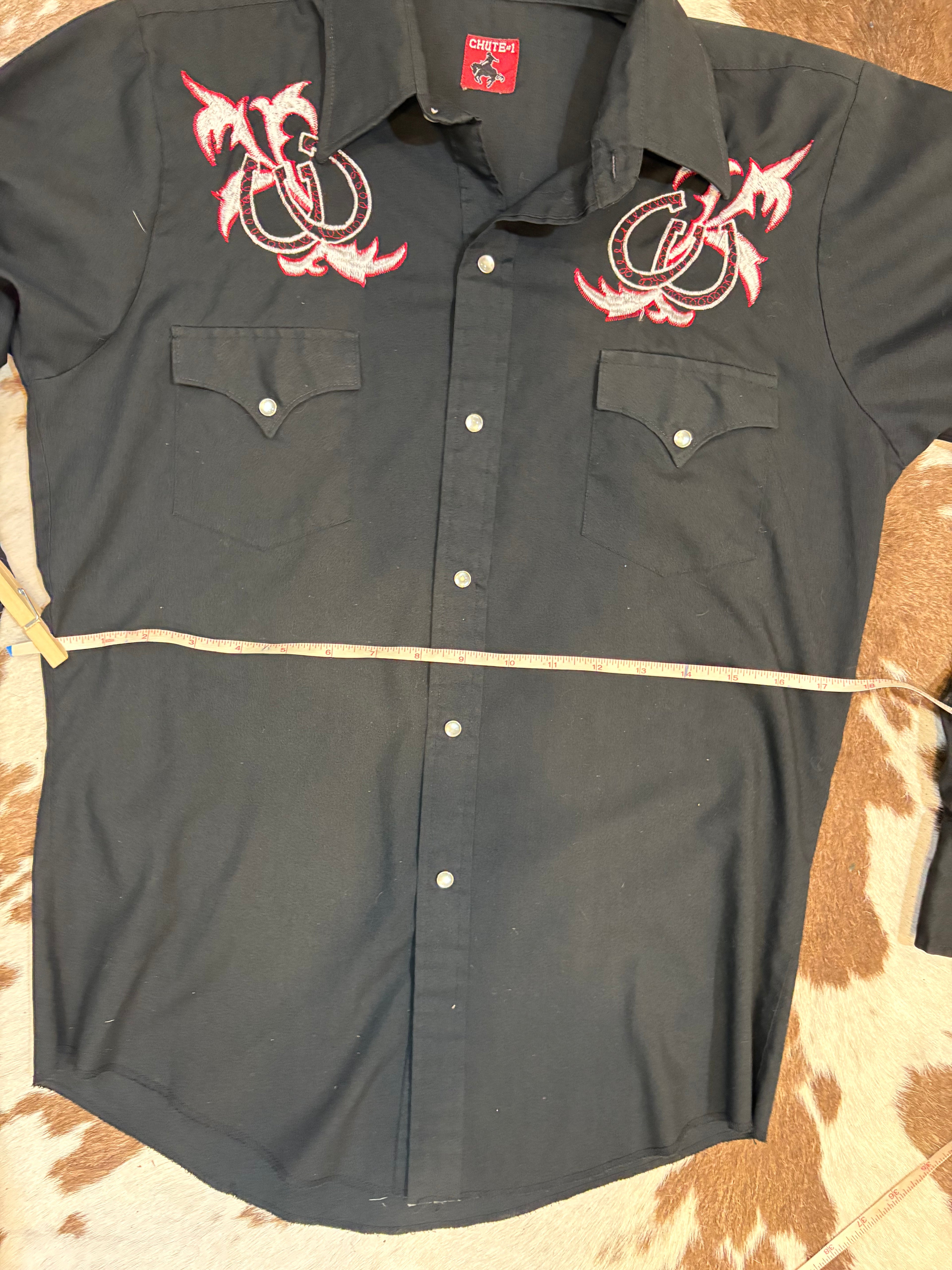 Vintage Black Western Snap Shirt size Small