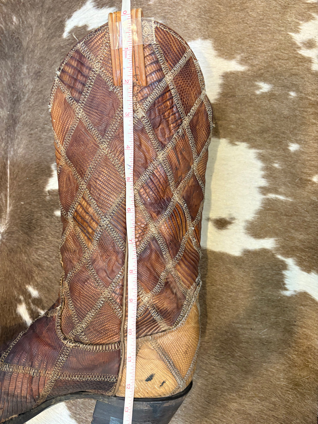 Vintage Black Label Tony Lama Exotic Reptile Patchwork Cowboy Western Boots 9 1/2 D