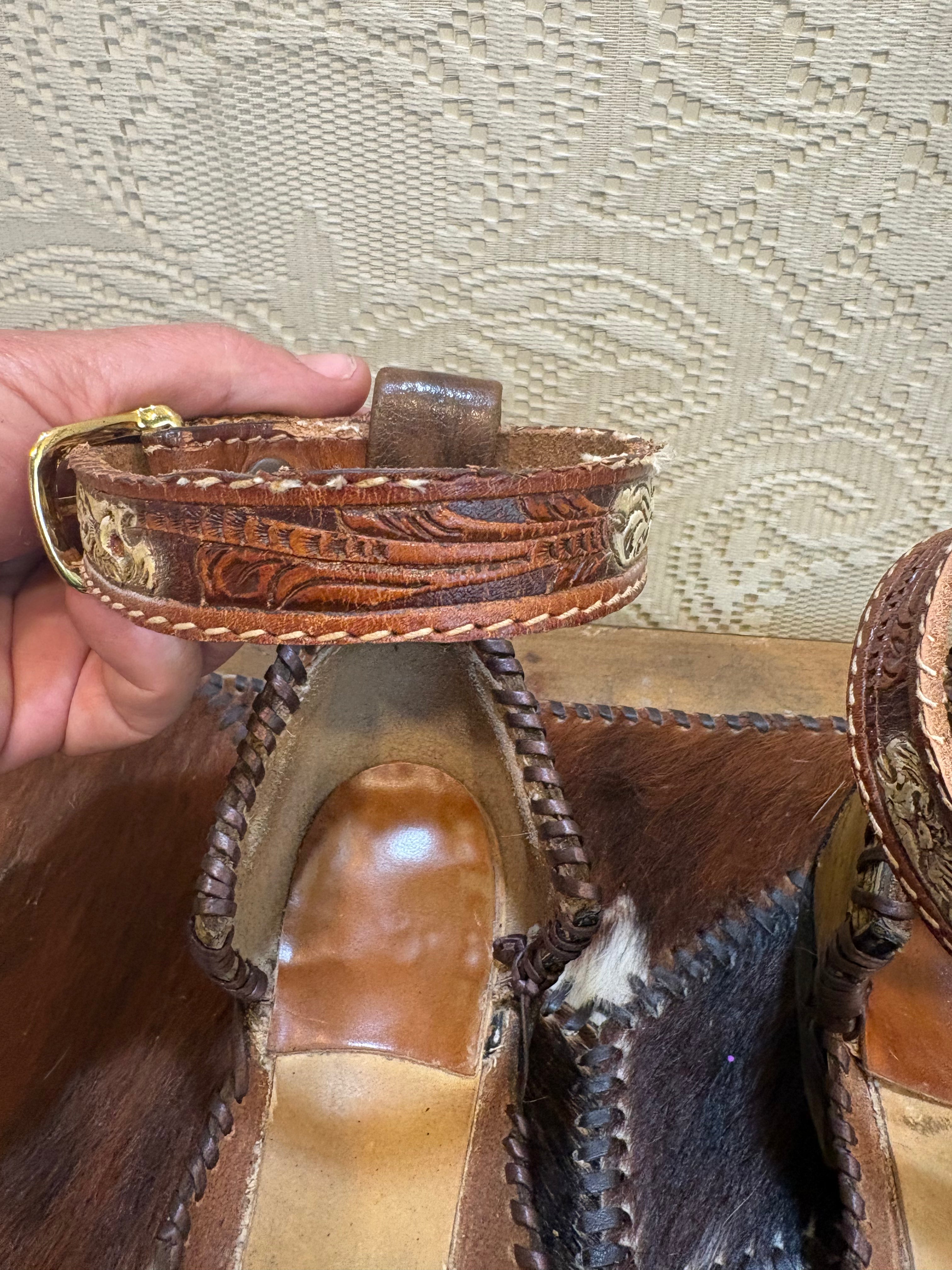 Handcrafted Mules with Ankle Straps made from Vintage Cowboy Boots size 8.5