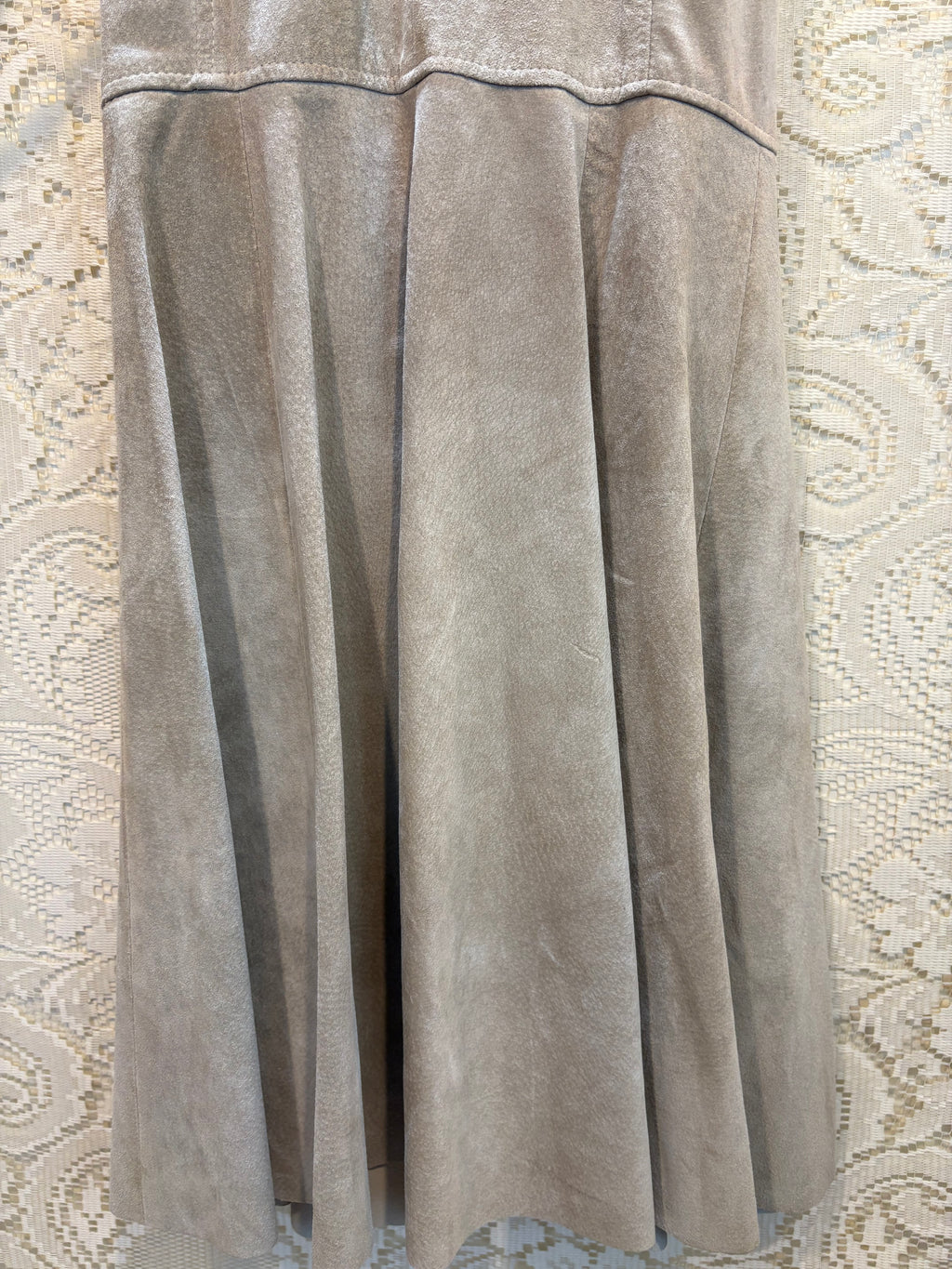 Handcrafted Vintage Suede Halter Skater Dress Size Small