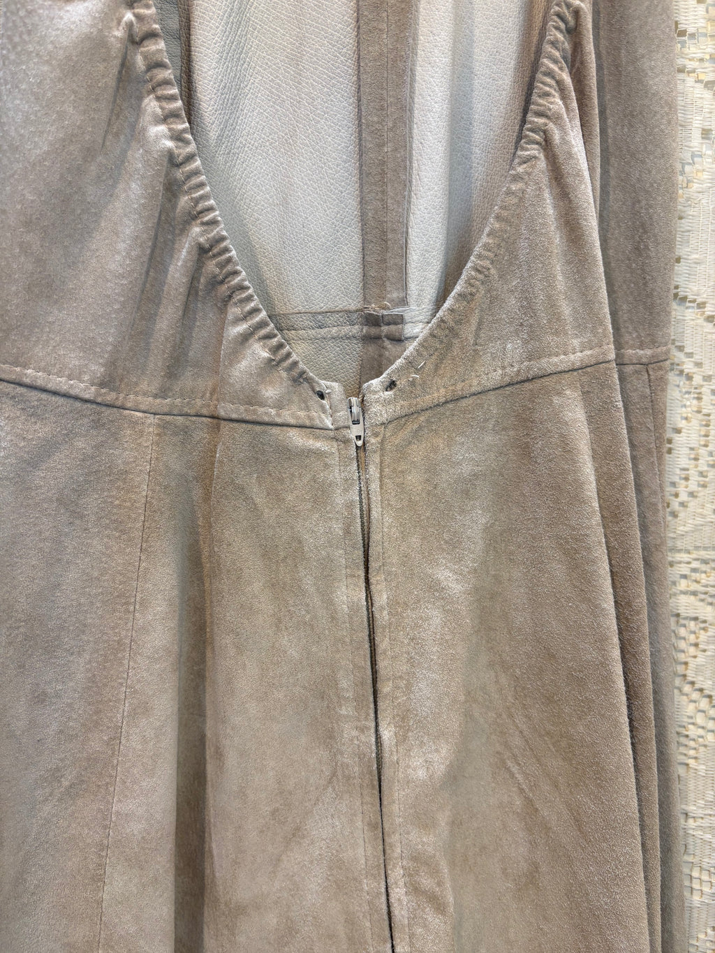 Handcrafted Vintage Suede Halter Skater Dress Size Small