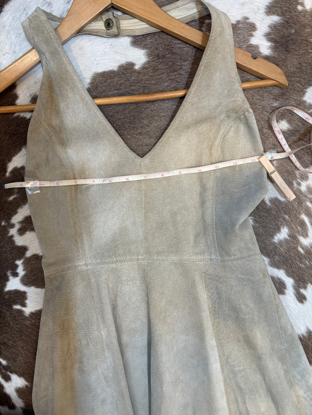 Handcrafted Vintage Suede Halter Skater Dress Size Small