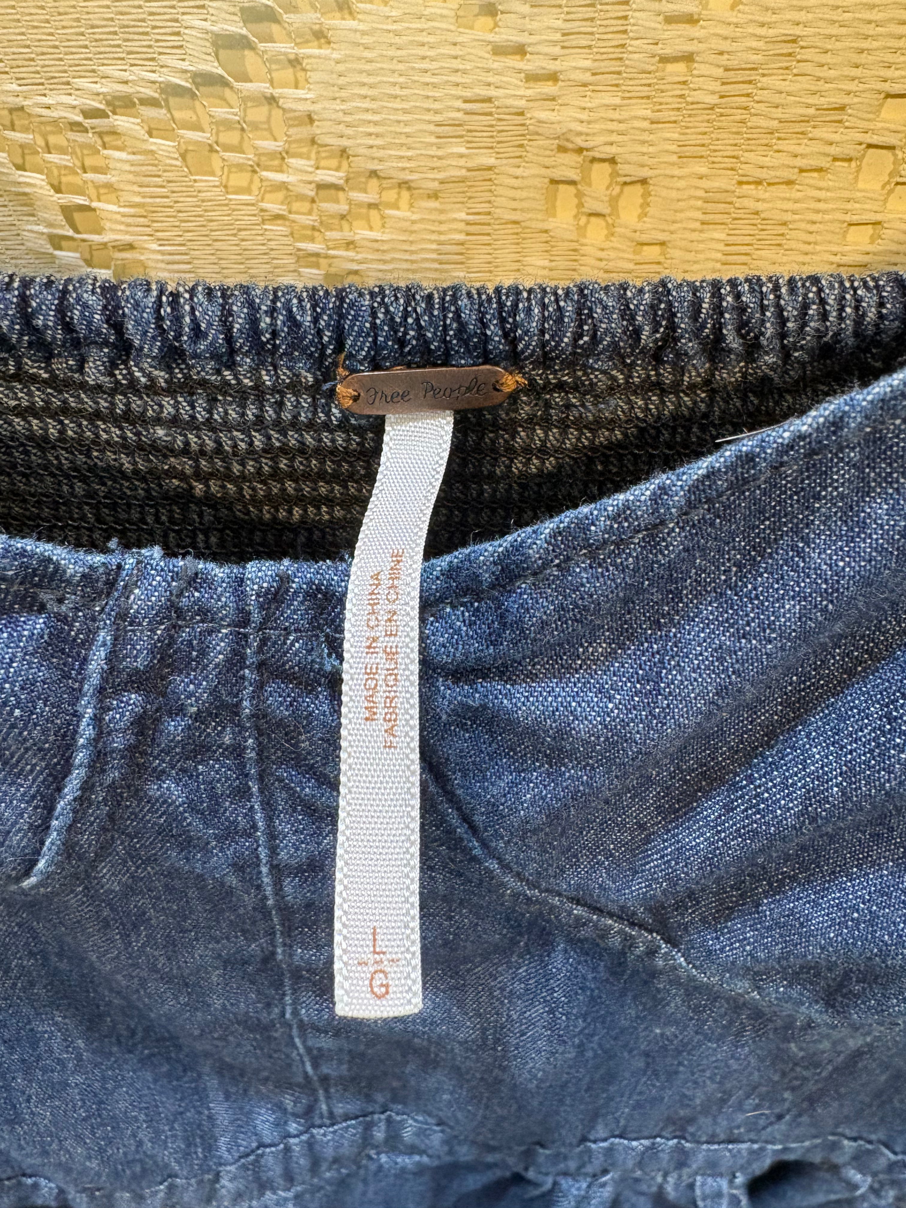 Free People Retro Denim Fit and Flare Dress size Large