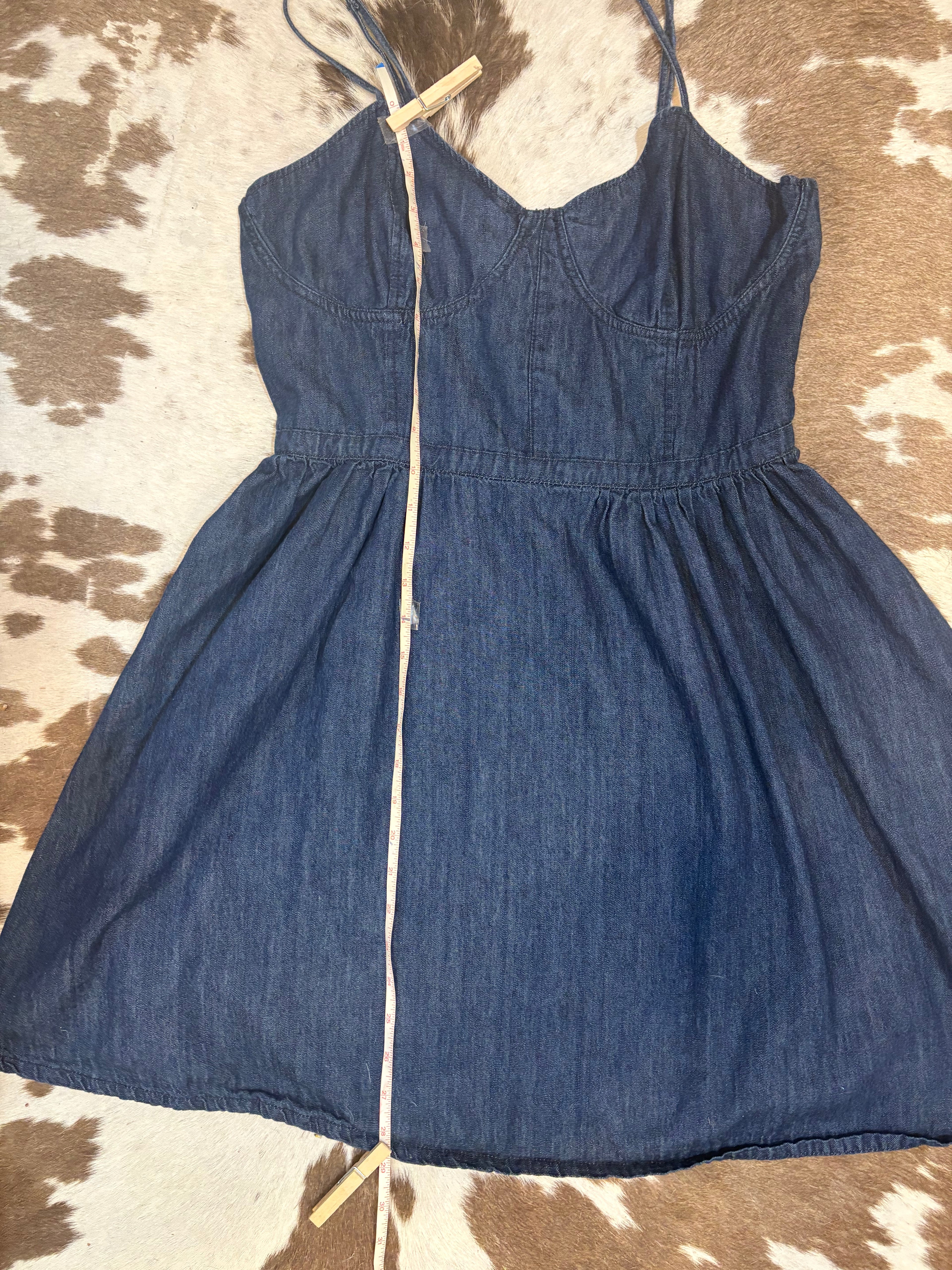 Free People Retro Denim Fit and Flare Dress size Large