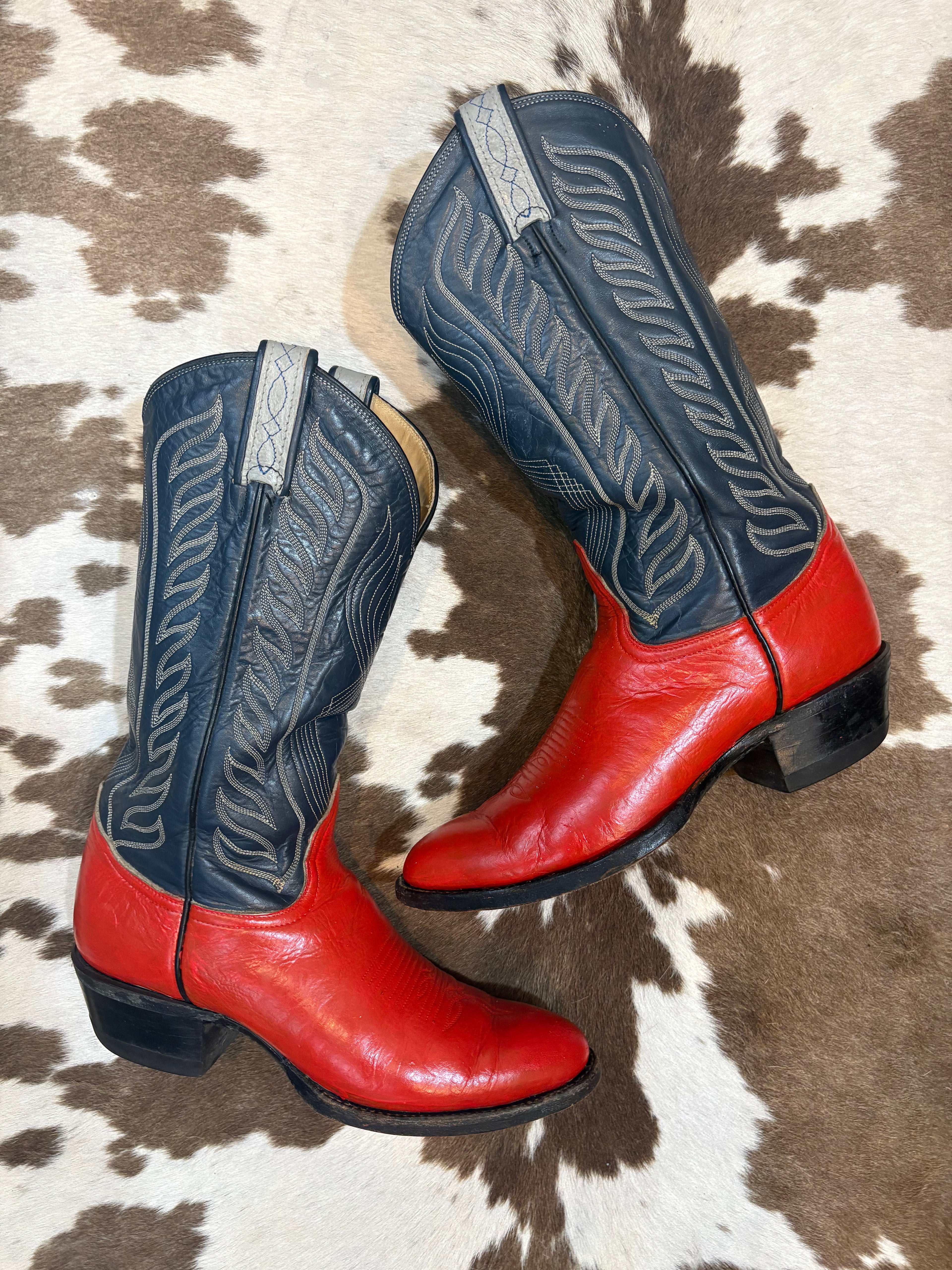 Hand Painted Vintage Black Label Tony Lama Boots men’s 7.5 women’s 9-9.5