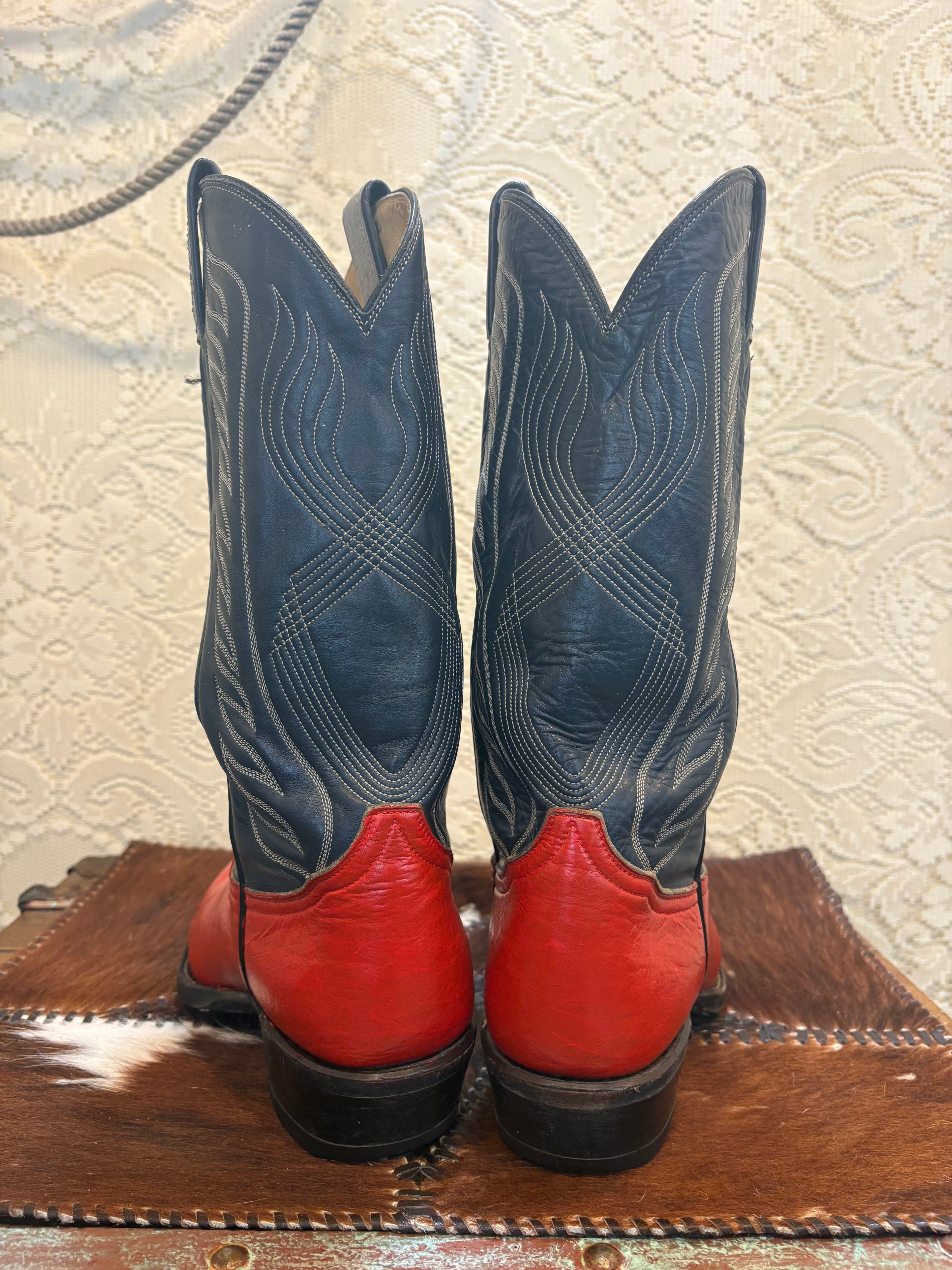 Hand Painted Vintage Black Label Tony Lama Boots men’s 7.5 women’s 9-9.5