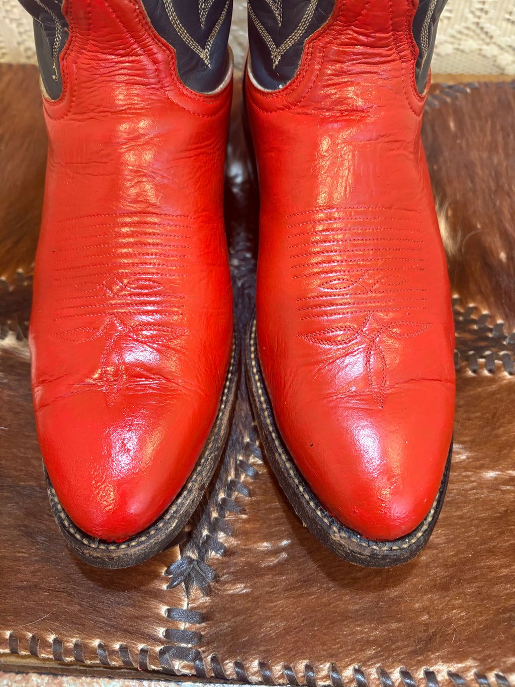 Hand Painted Vintage Black Label Tony Lama Boots men’s 7.5 women’s 9-9.5