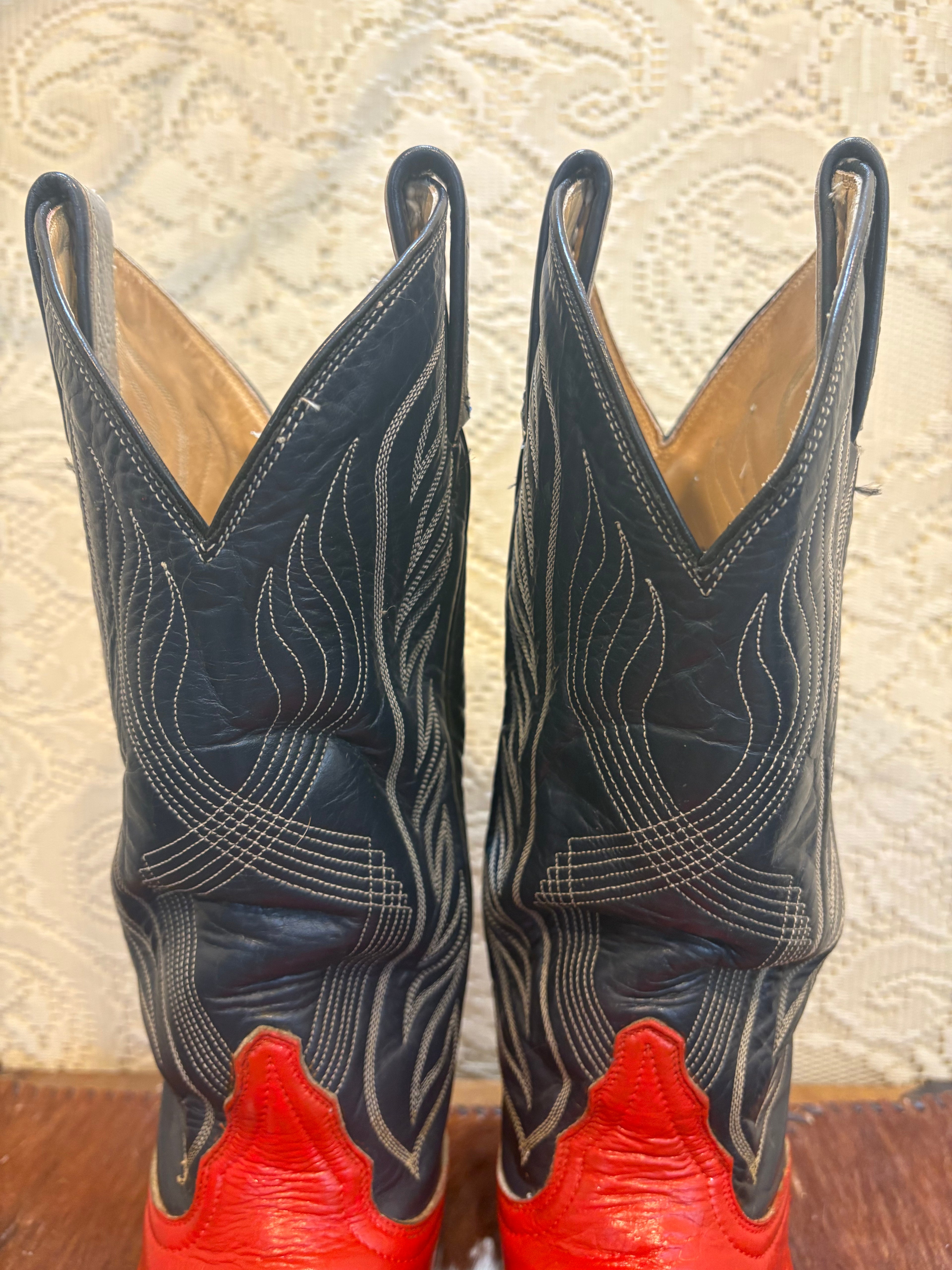 Hand Painted Vintage Black Label Tony Lama Boots men’s 7.5 women’s 9-9.5