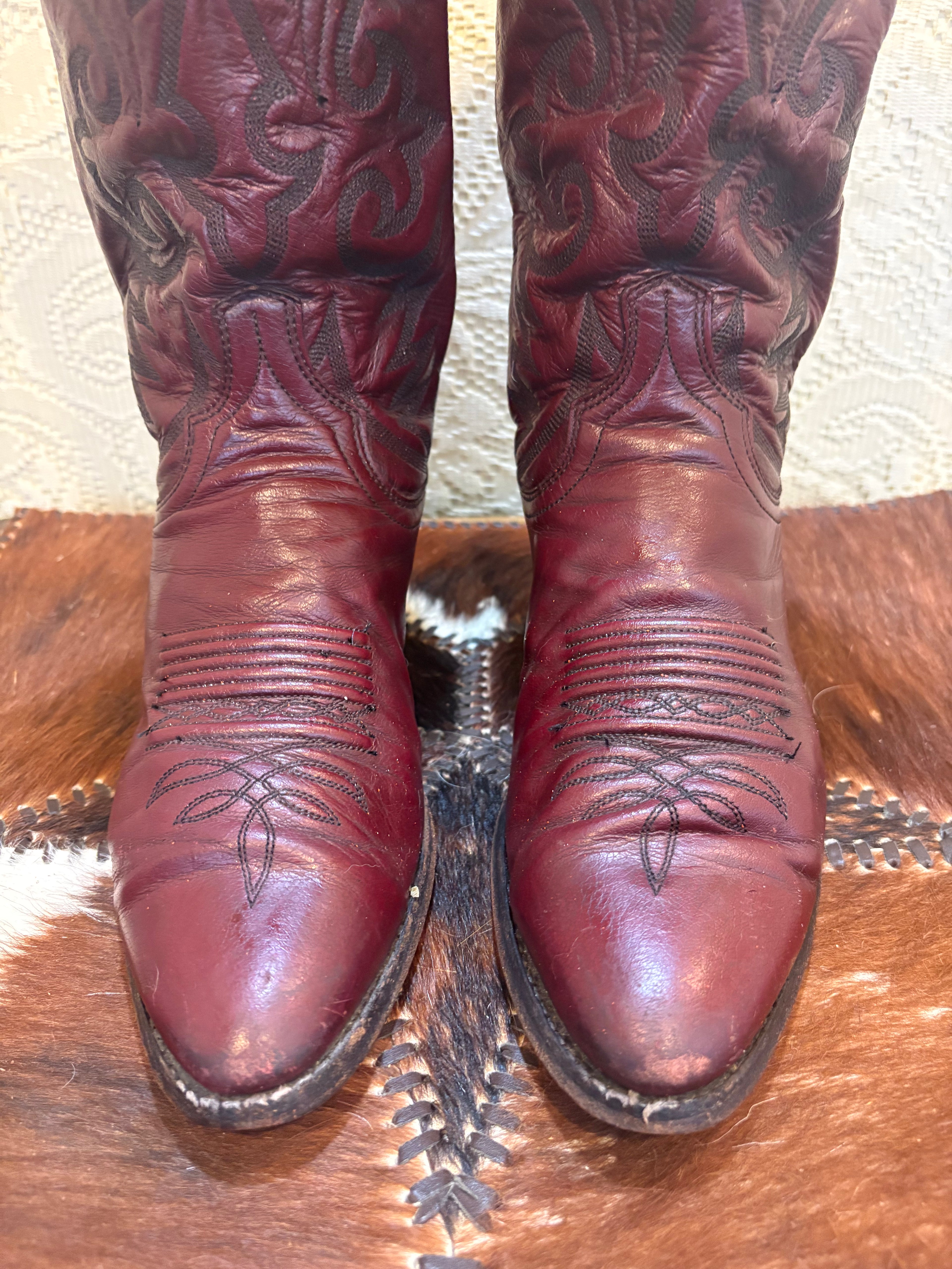 Dan Post Burgundy Cowboy Boots men’s 8.5 D women’s size 10