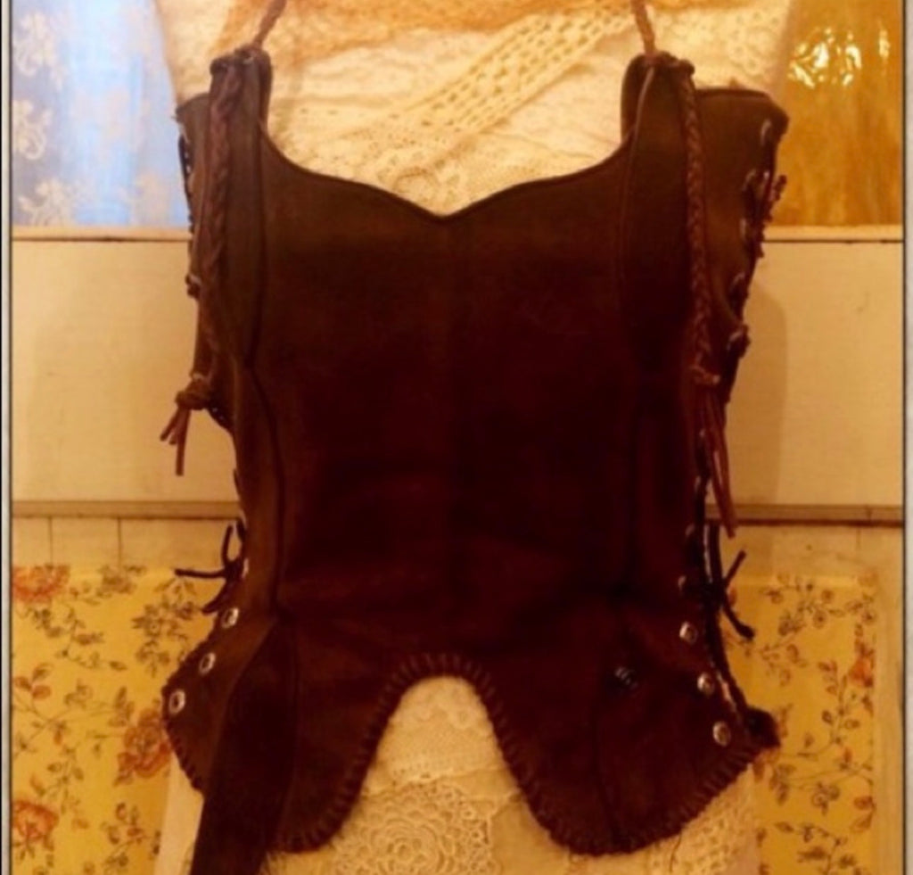 Handmade Tan Leather Corset or Gaitors