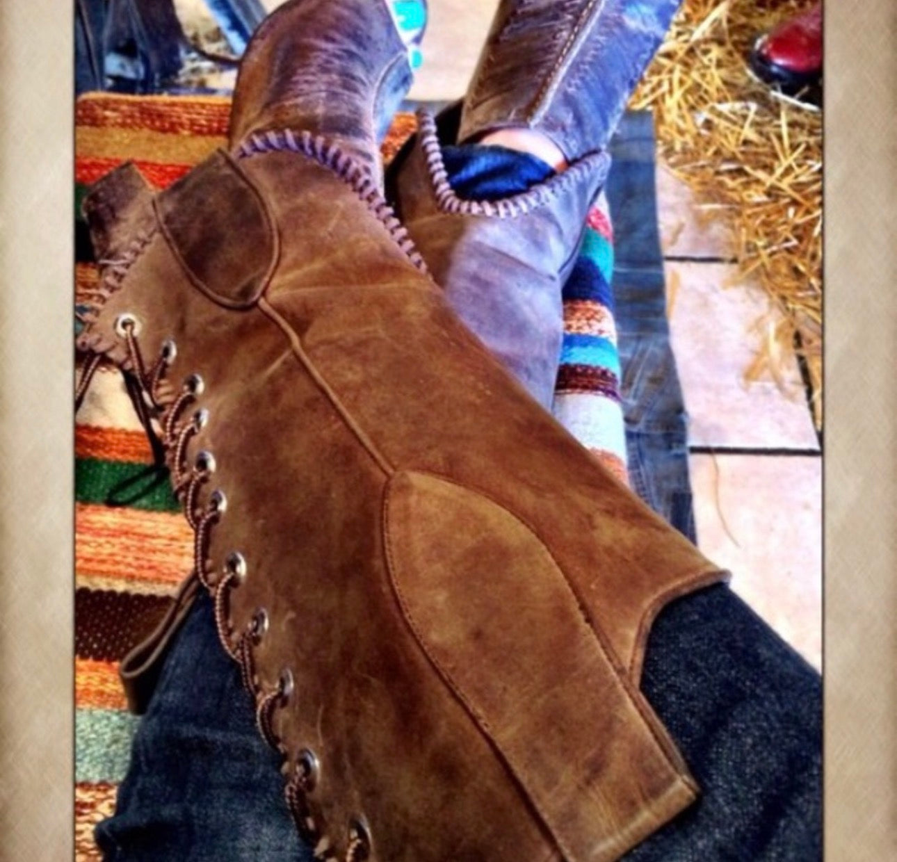 Handmade Tan Leather Corset or Gaitors