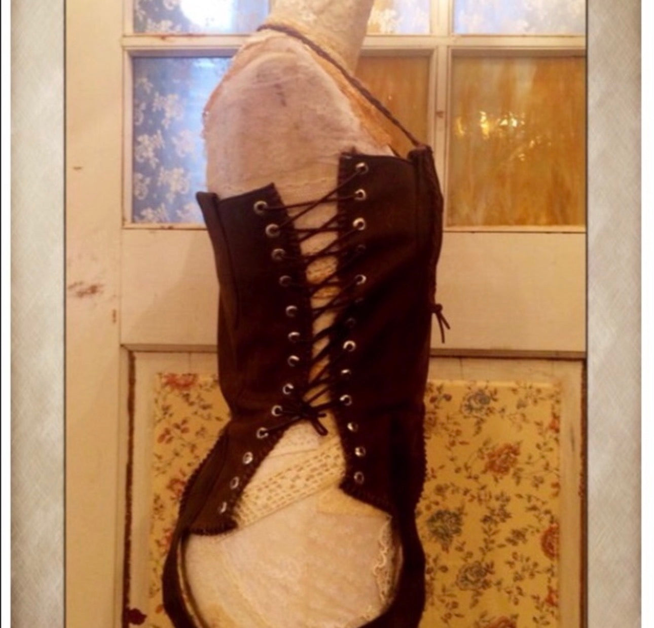 Handmade Tan Leather Corset or Gaitors