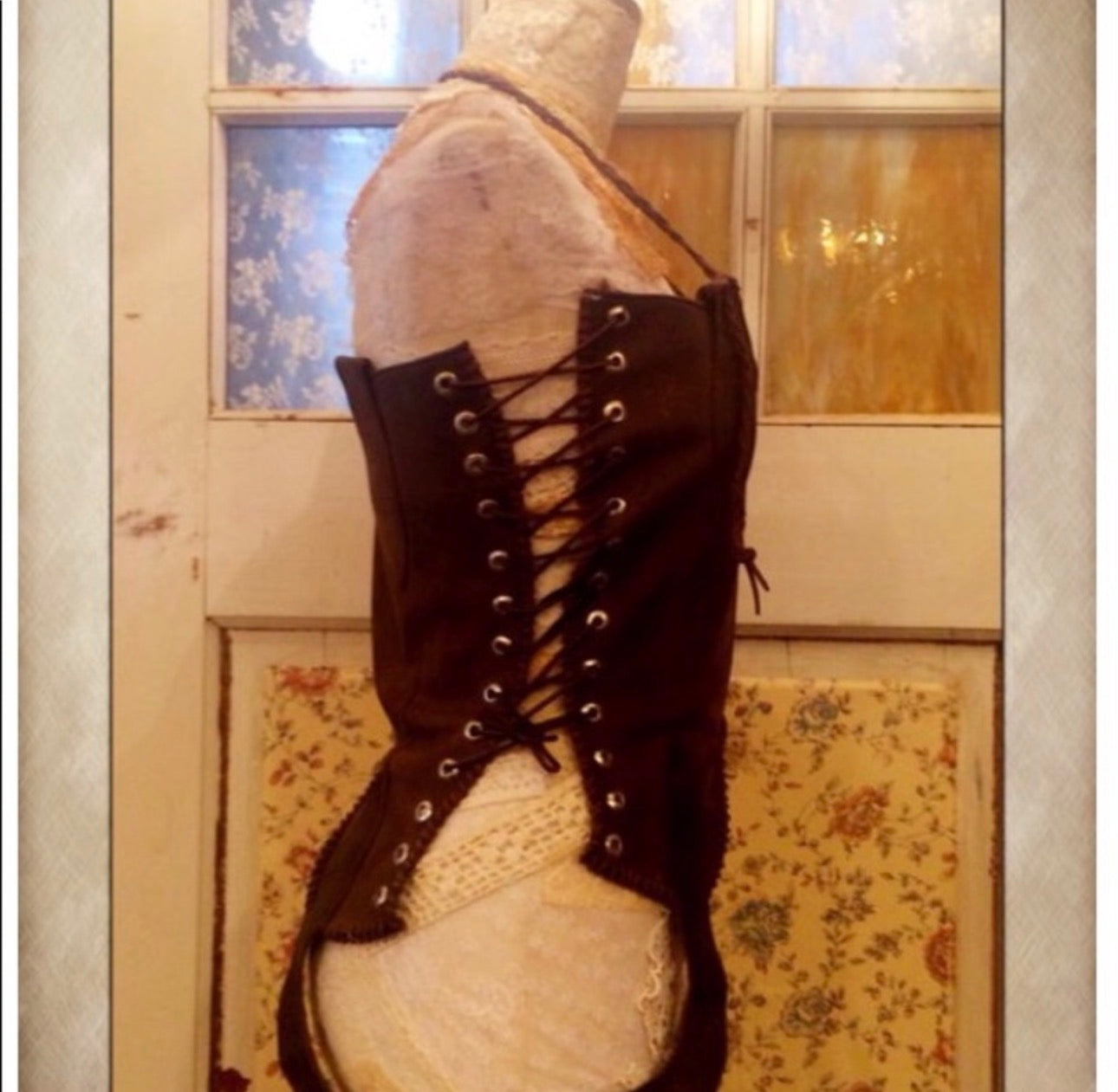 Handmade Tan Leather Corset or Gaitors