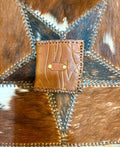 Vintage Brown Leather Cowboy Boot Bifold Wallet with Brass Accent