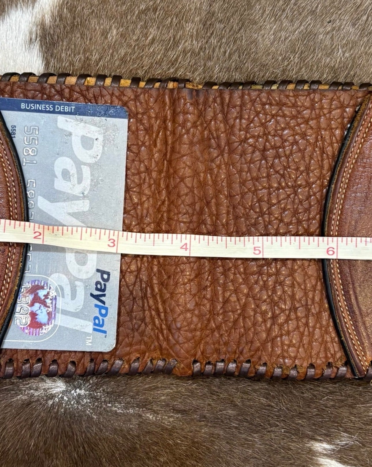 Vintage Brown Leather Cowboy Boot Bifold Wallet with Brass Accent